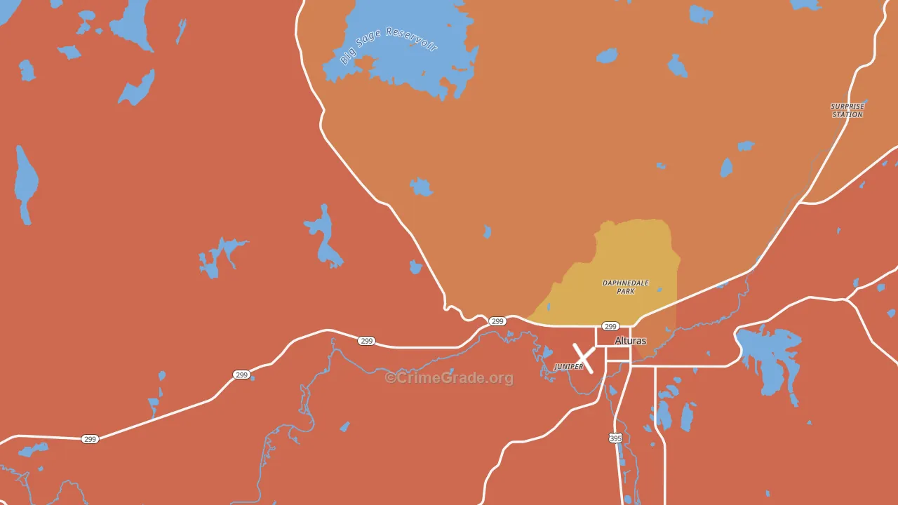 Modoc County, CA Map of Drug-Related Crime Rates