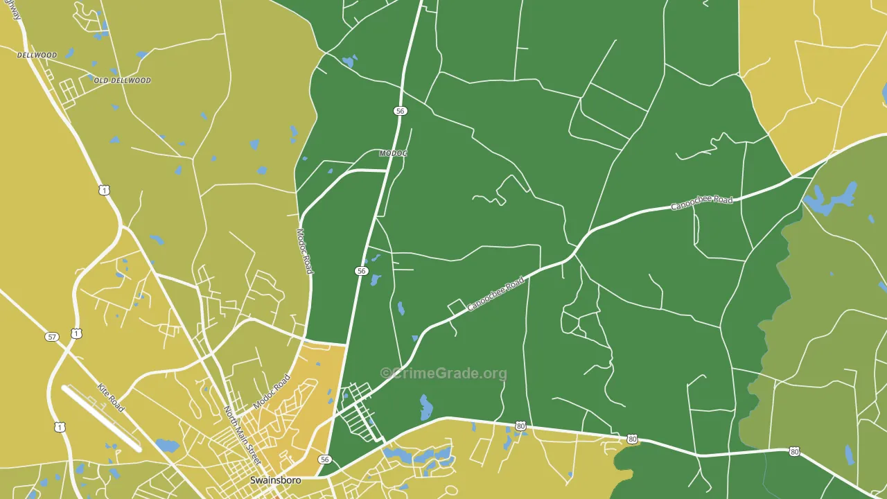 Modoc, GA Map of Drug-Related Crime Rates