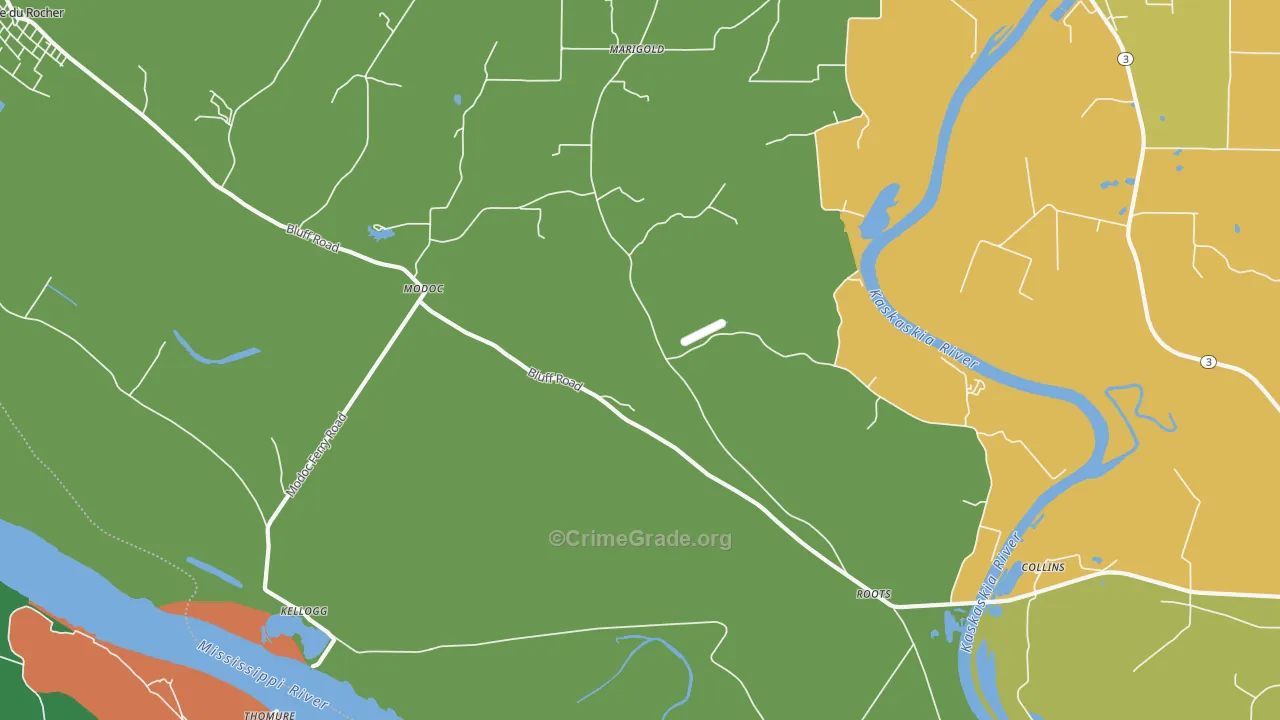 Modoc, IL Map of Drug-Related Crime Rates