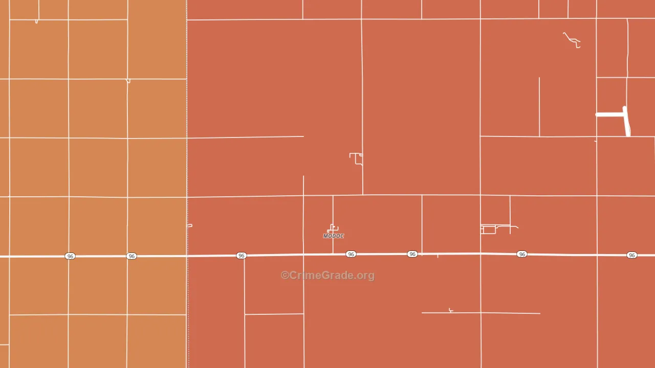 Modoc, KS Map of Drug-Related Crime Rates