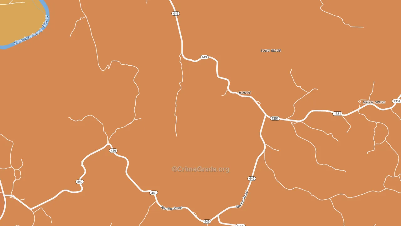 Modoc, KY Map of Drug-Related Crime Rates