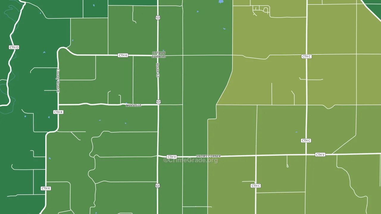 Moeville, WI Map of Drug-Related Crime Rates