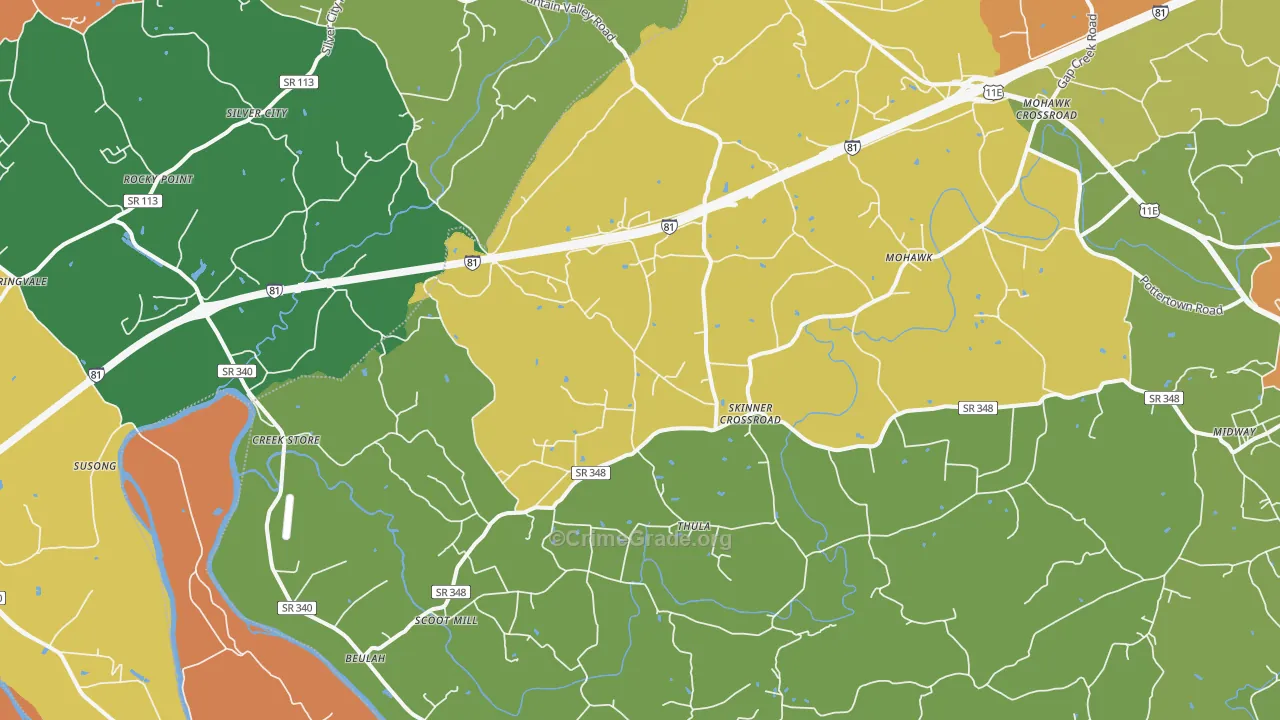 Mohawk, TN Map of Drug-Related Crime Rates