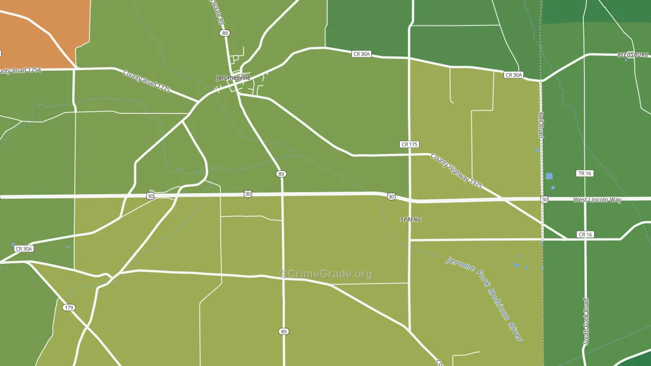 Mohicanville, OH Map of Drug-Related Crime Rates
