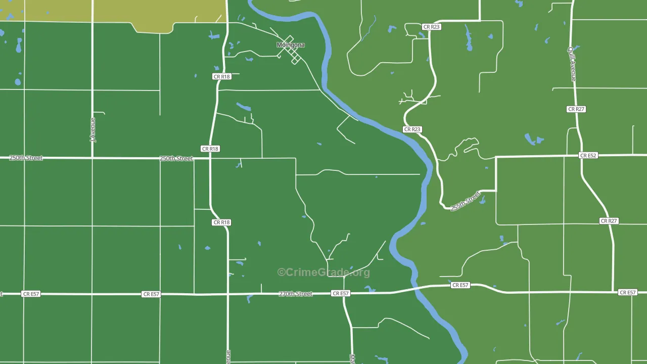 Moingona, IA Map of Drug-Related Crime Rates