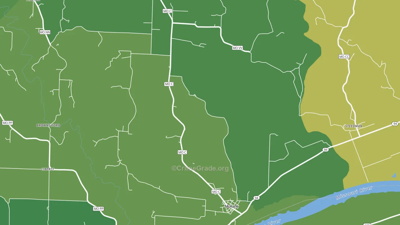 Mokane, MO Map of Drug-Related Crime Rates