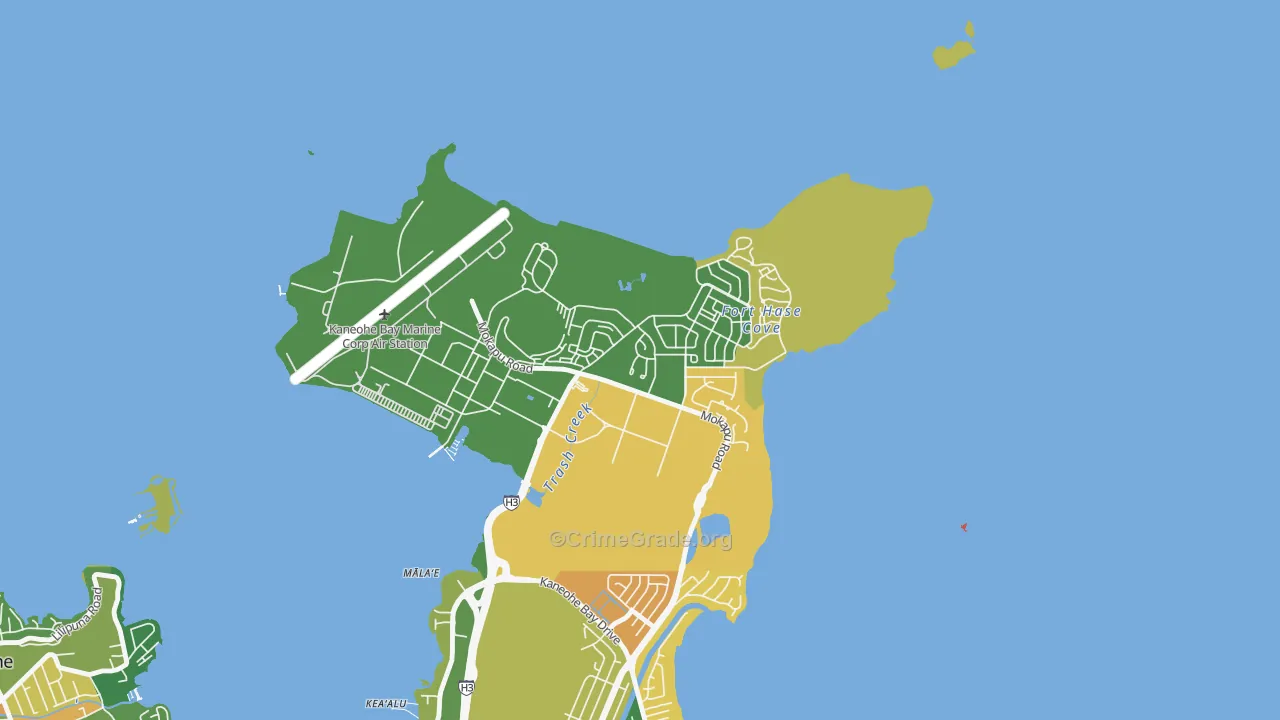 Mokapu, Kaneohe Station, HI Map of Drug-Related Crime Rates
