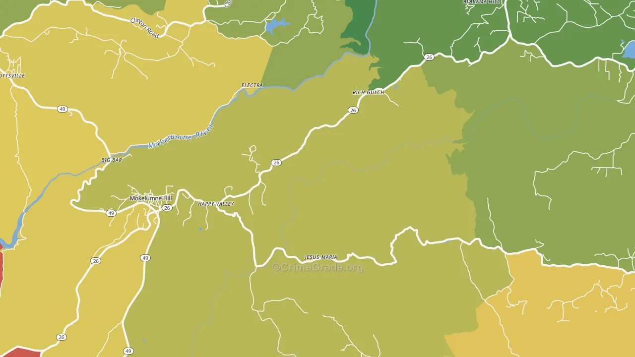 Mokelumne Hill, CA Map of Drug-Related Crime Rates