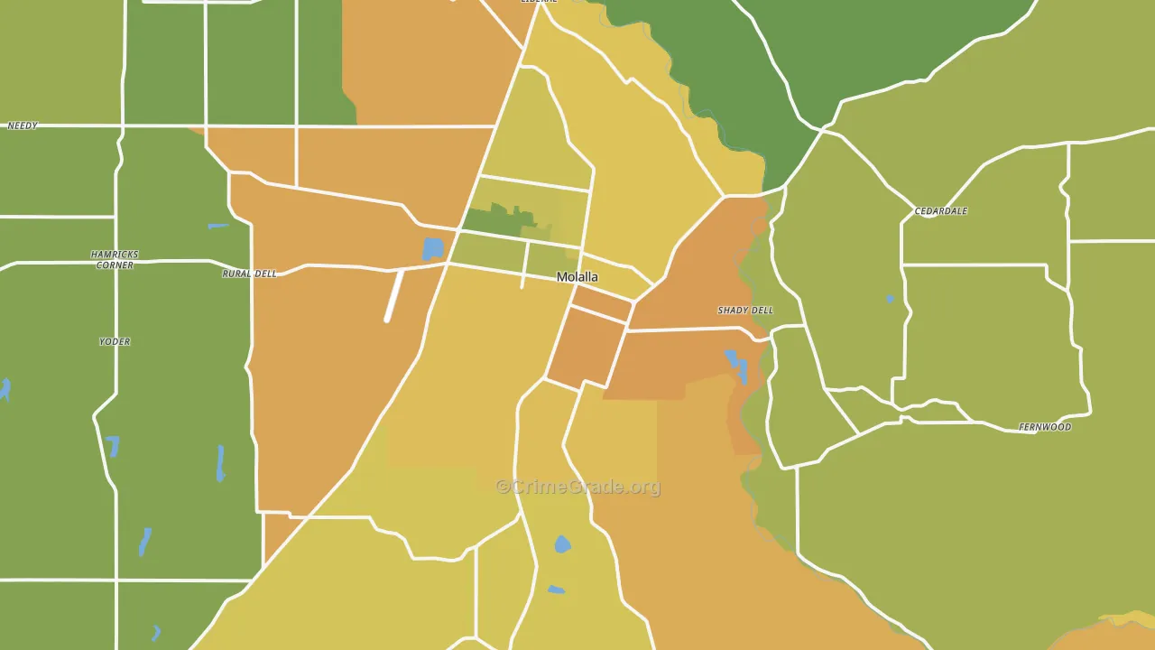 Molalla, OR Map of Drug-Related Crime Rates