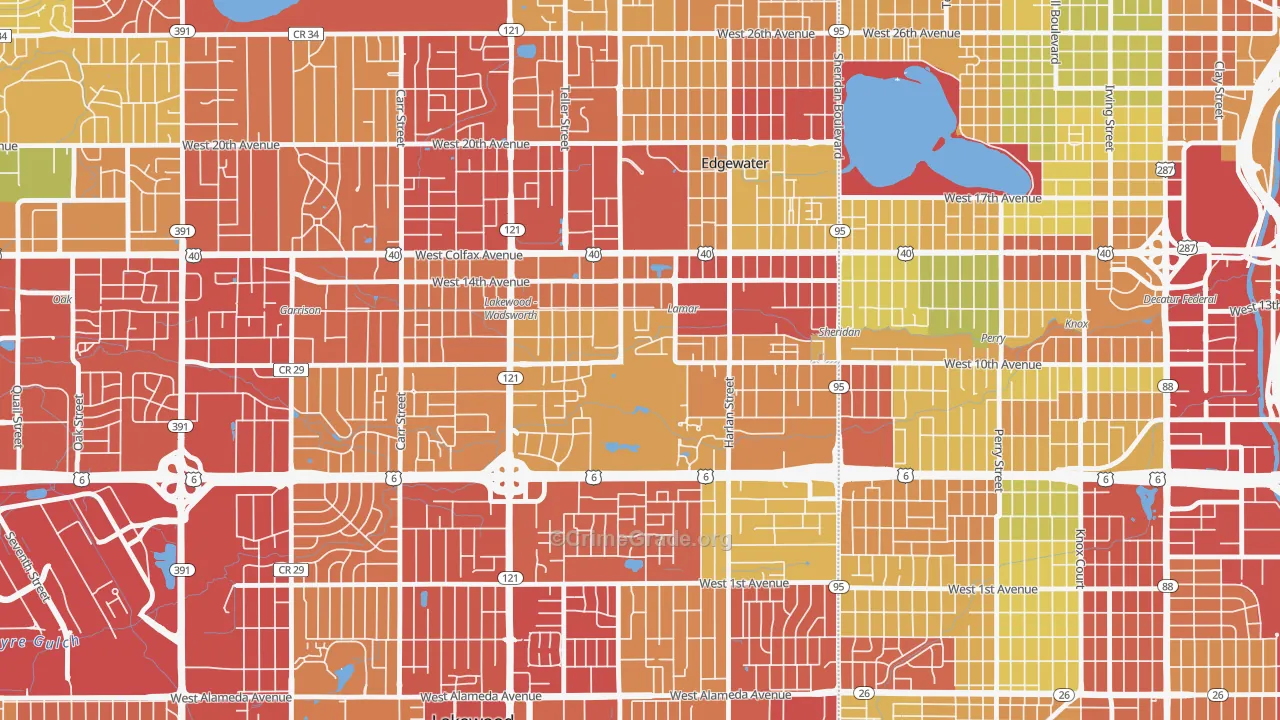 Molholm Two Creeks, Edgewater, CO Map of Drug-Related Crime Rates
