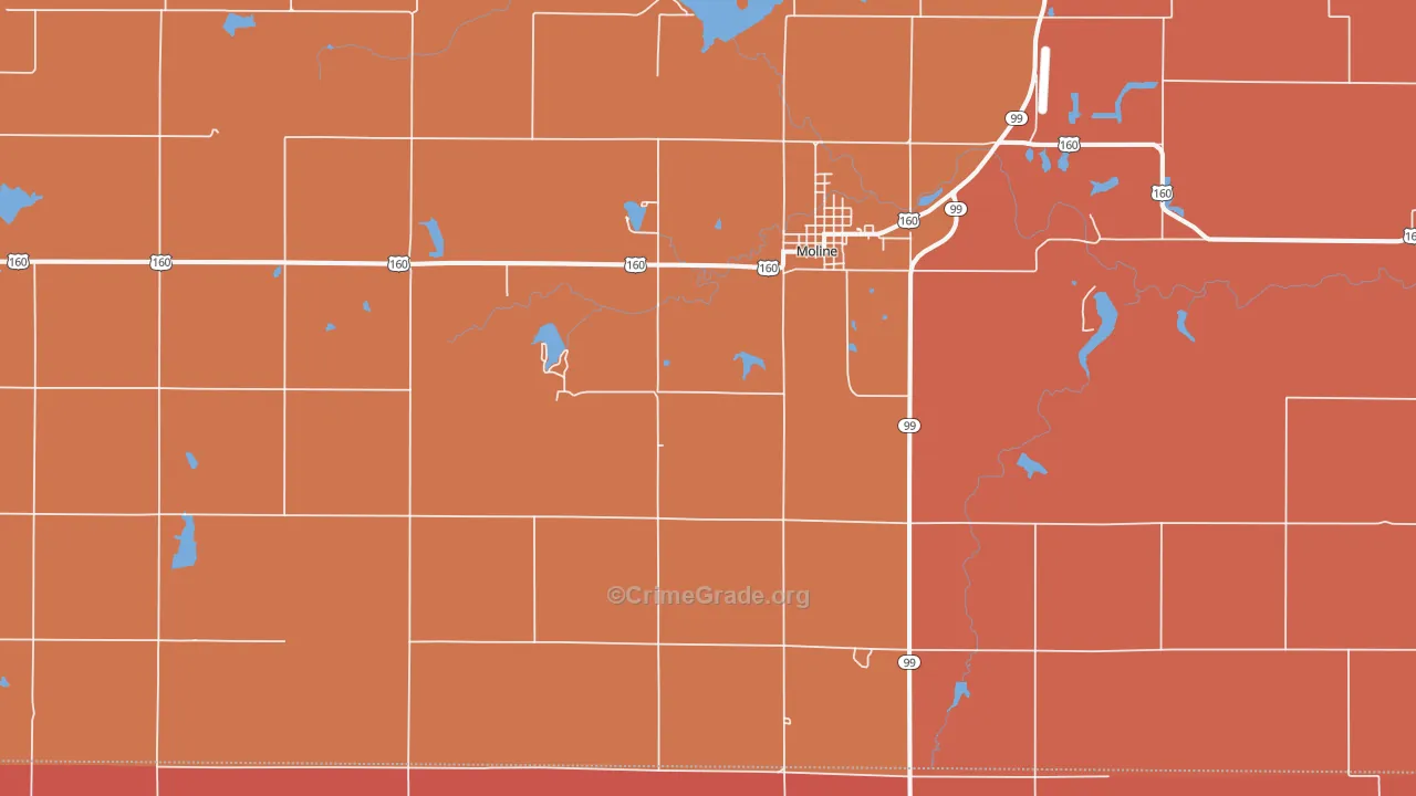 Moline, KS Map of Drug-Related Crime Rates