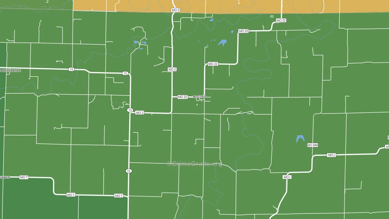 Molino, MO Map of Drug-Related Crime Rates