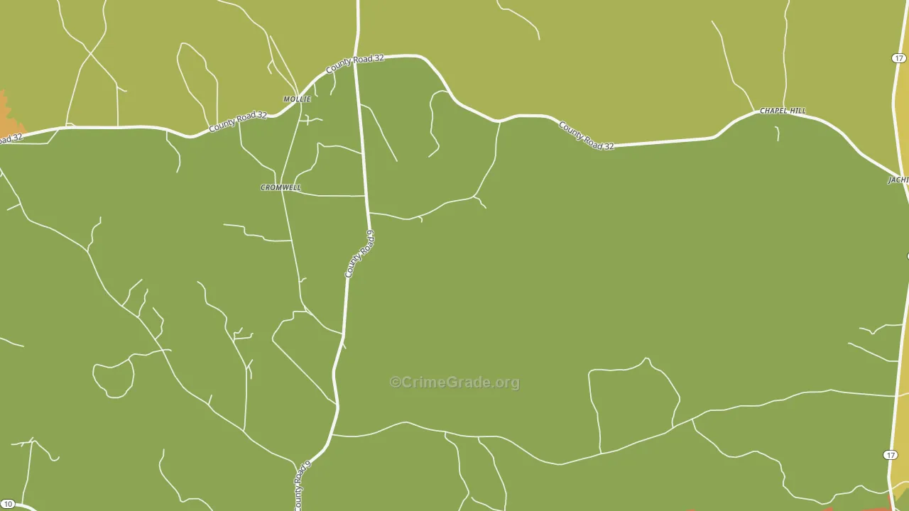 Mollie, AL Map of Drug-Related Crime Rates