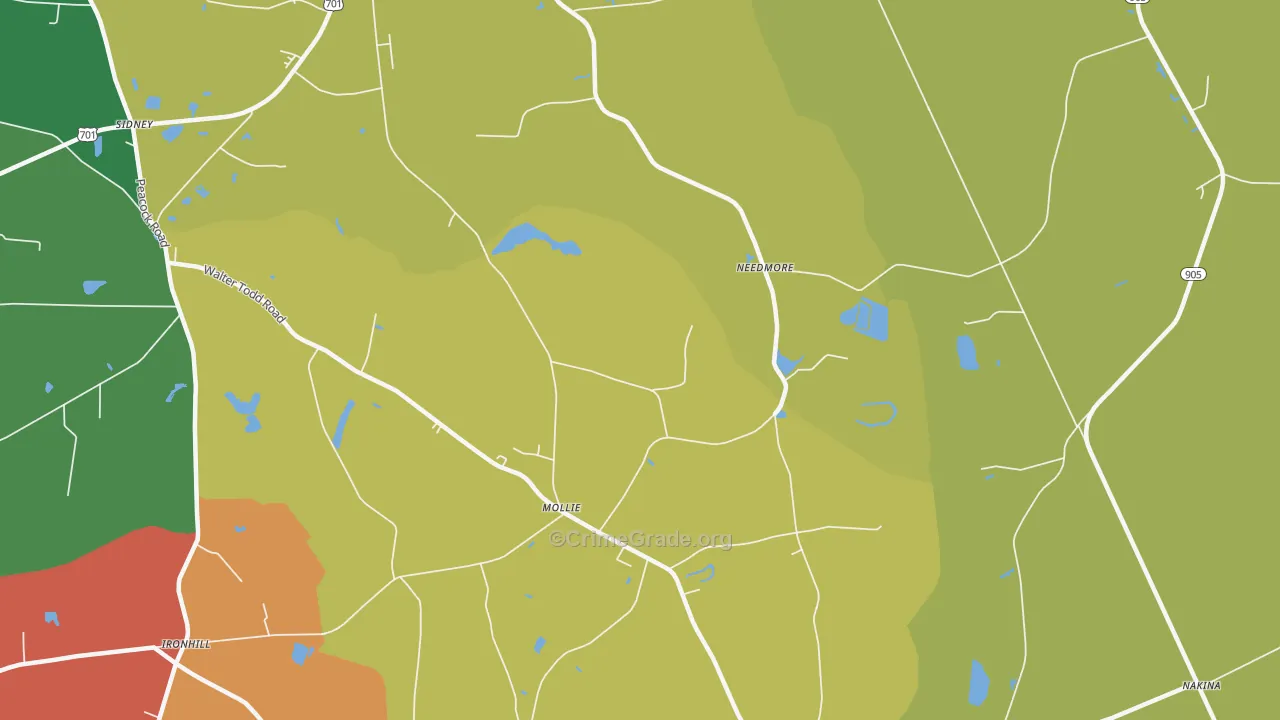 Mollie, NC Map of Drug-Related Crime Rates