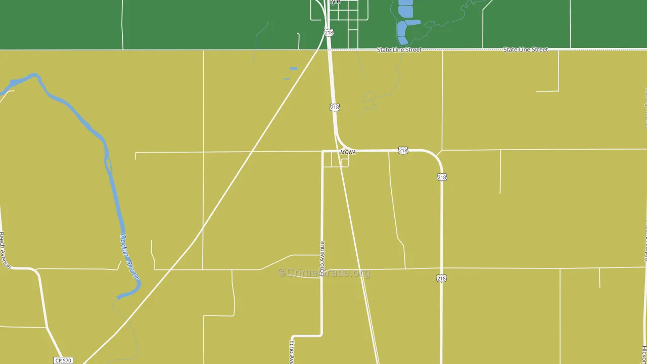Mona, IA Map of Drug-Related Crime Rates