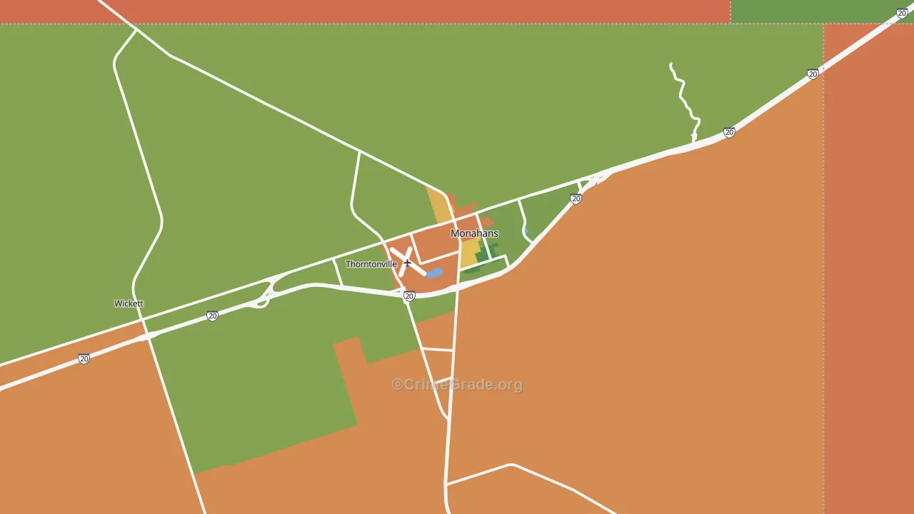 Monahans, TX Map of Drug-Related Crime Rates
