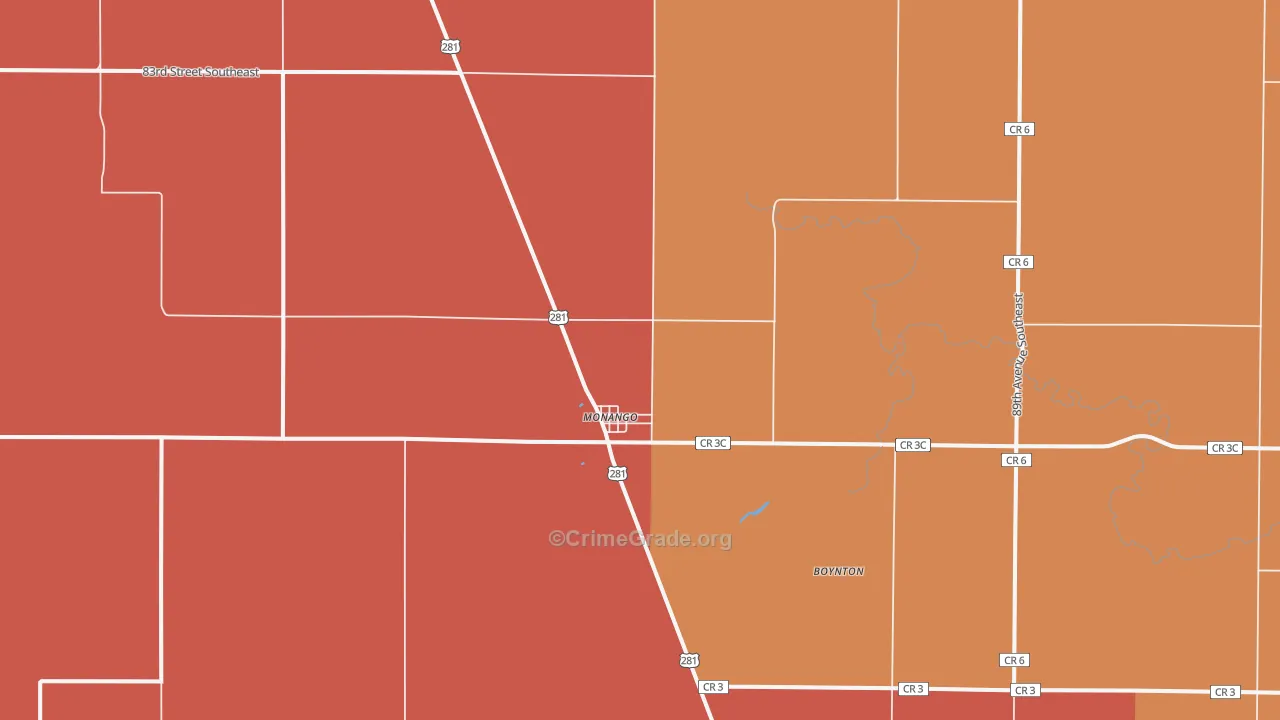 Monango, ND Map of Drug-Related Crime Rates