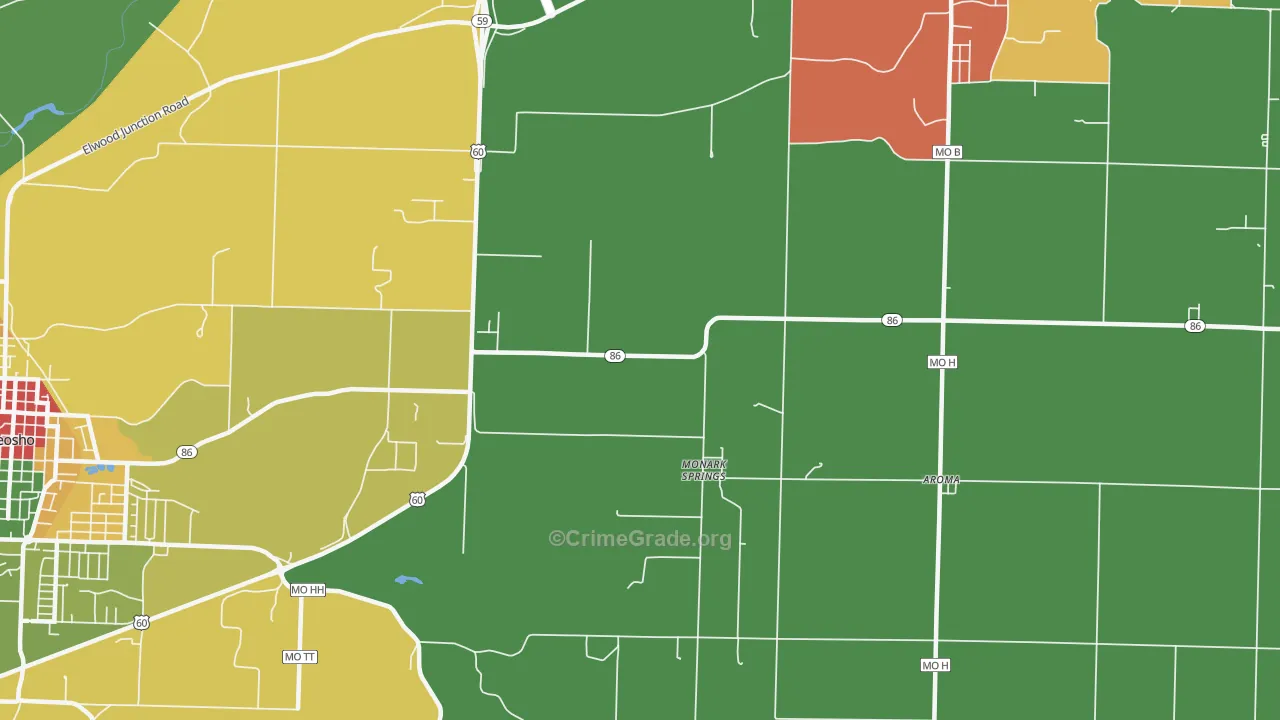 Monark Springs, MO Map of Drug-Related Crime Rates
