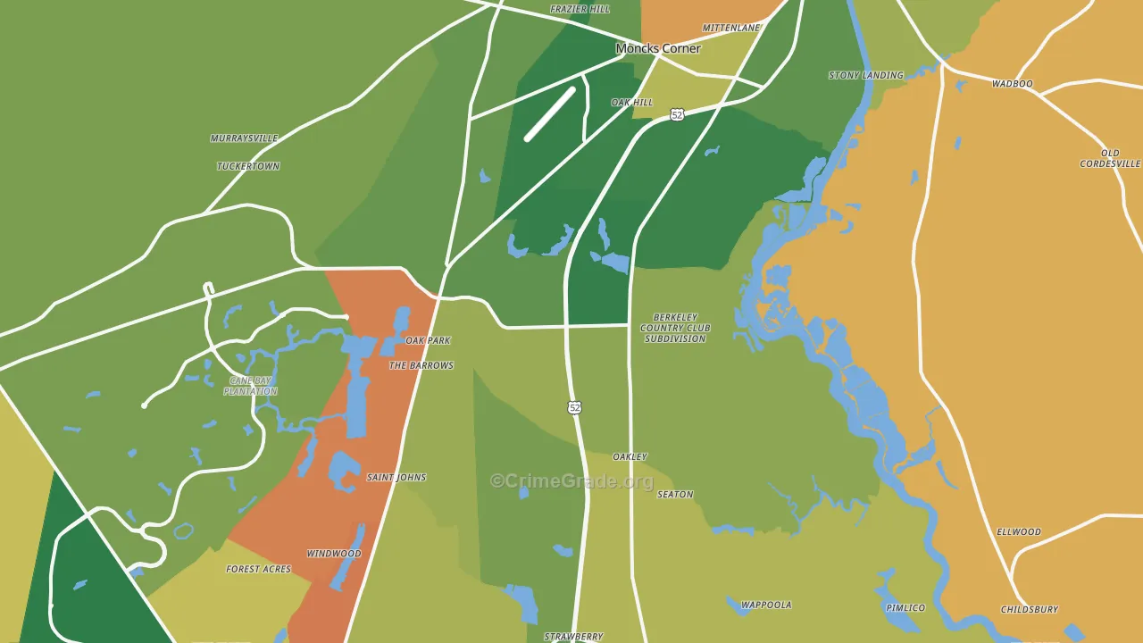 Moncks Corner, SC Map of Drug-Related Crime Rates