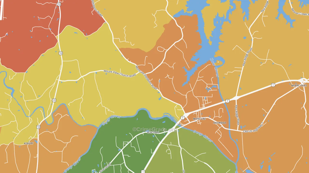 Moncure, NC Map of Drug-Related Crime Rates