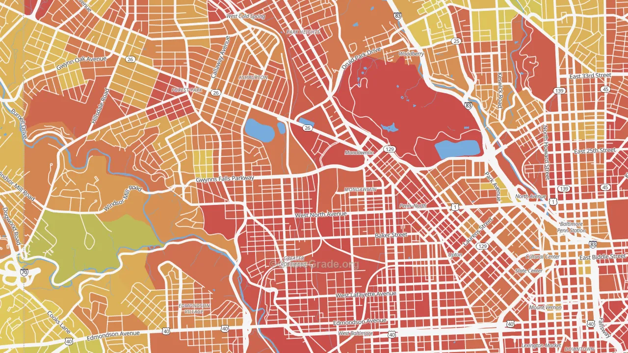 Mondawin-Walbrook, Baltimore, MD Map of Drug-Related Crime Rates