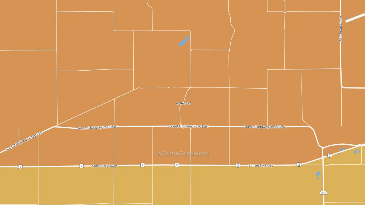 Mondovi, WA Map of Drug-Related Crime Rates