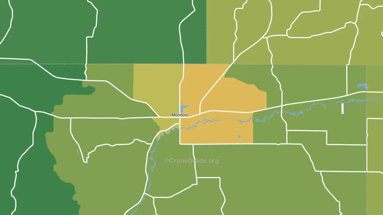 Mondovi, WI Map of Drug-Related Crime Rates