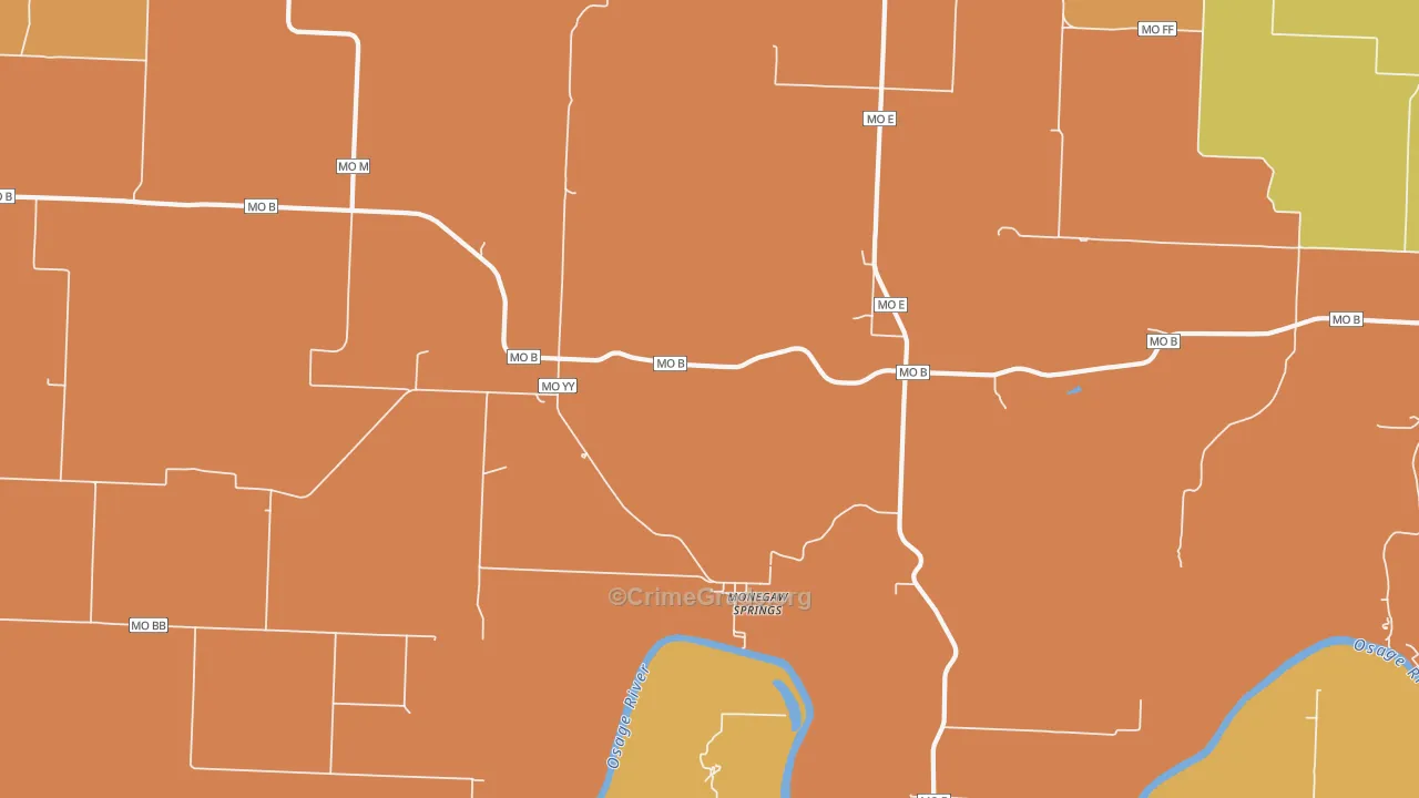 Monegaw Springs, MO Map of Drug-Related Crime Rates