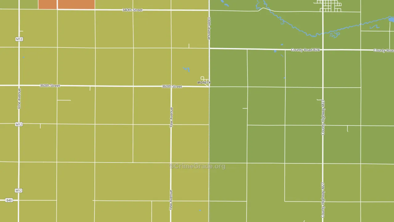 Moneta, IA Map of Drug-Related Crime Rates