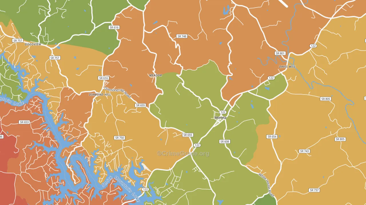 Moneta, VA Map of Drug-Related Crime Rates