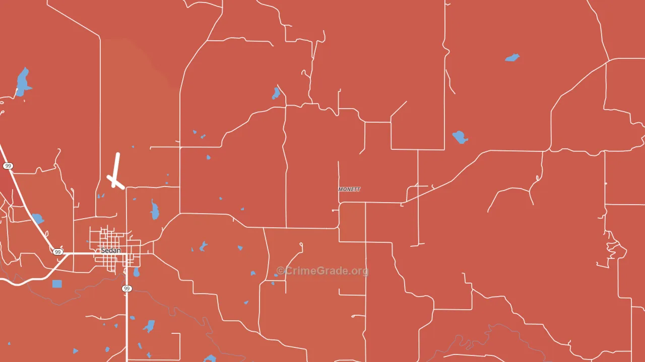 Monett, KS Map of Drug-Related Crime Rates