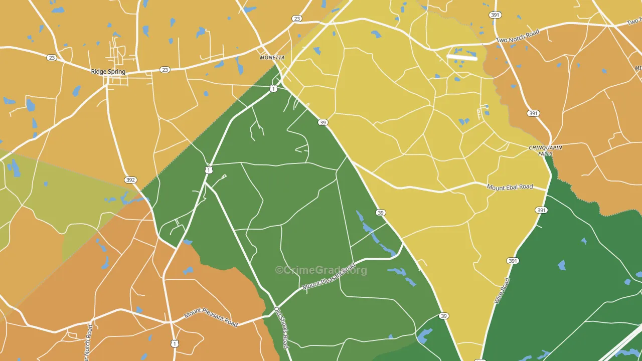 Monetta, SC Map of Drug-Related Crime Rates
