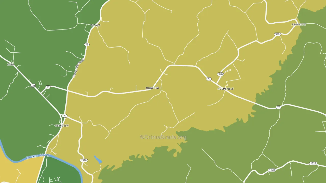 Monford, KY Map of Drug-Related Crime Rates