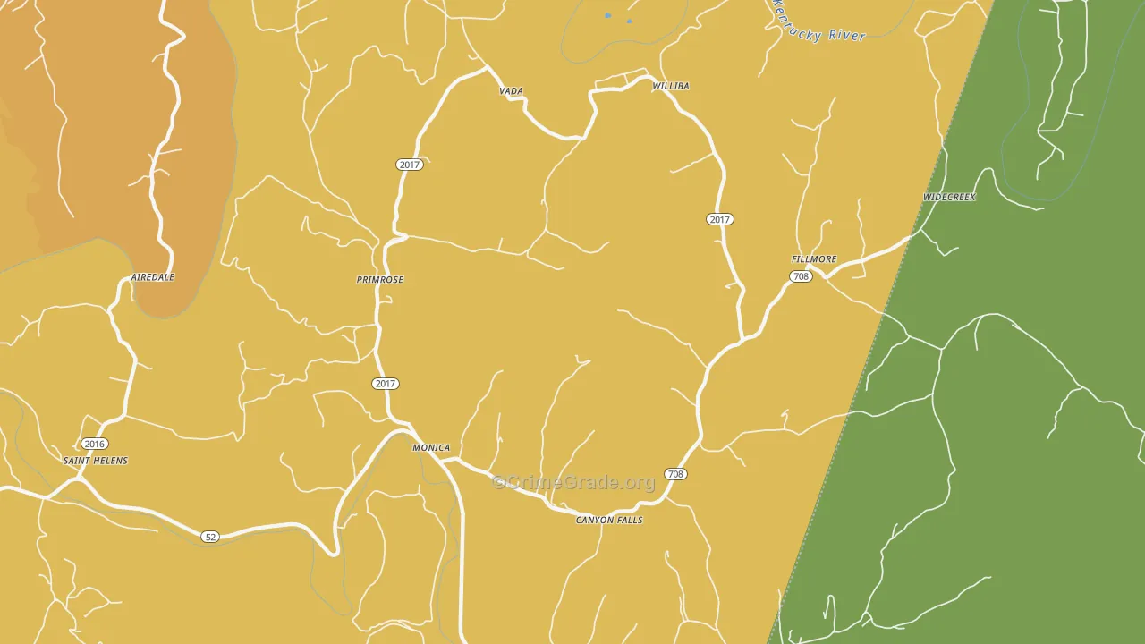 Monica, KY Map of Drug-Related Crime Rates