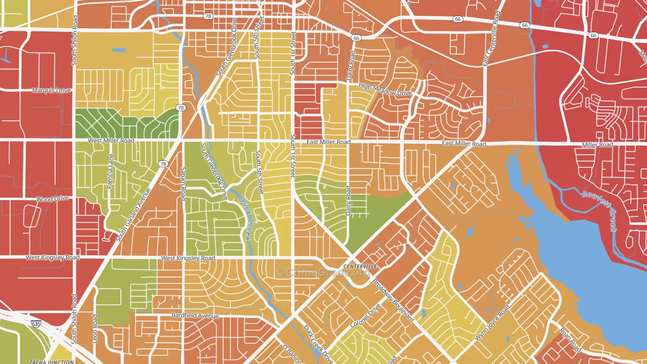 Monica Park, Garland, TX Map of Drug-Related Crime Rates