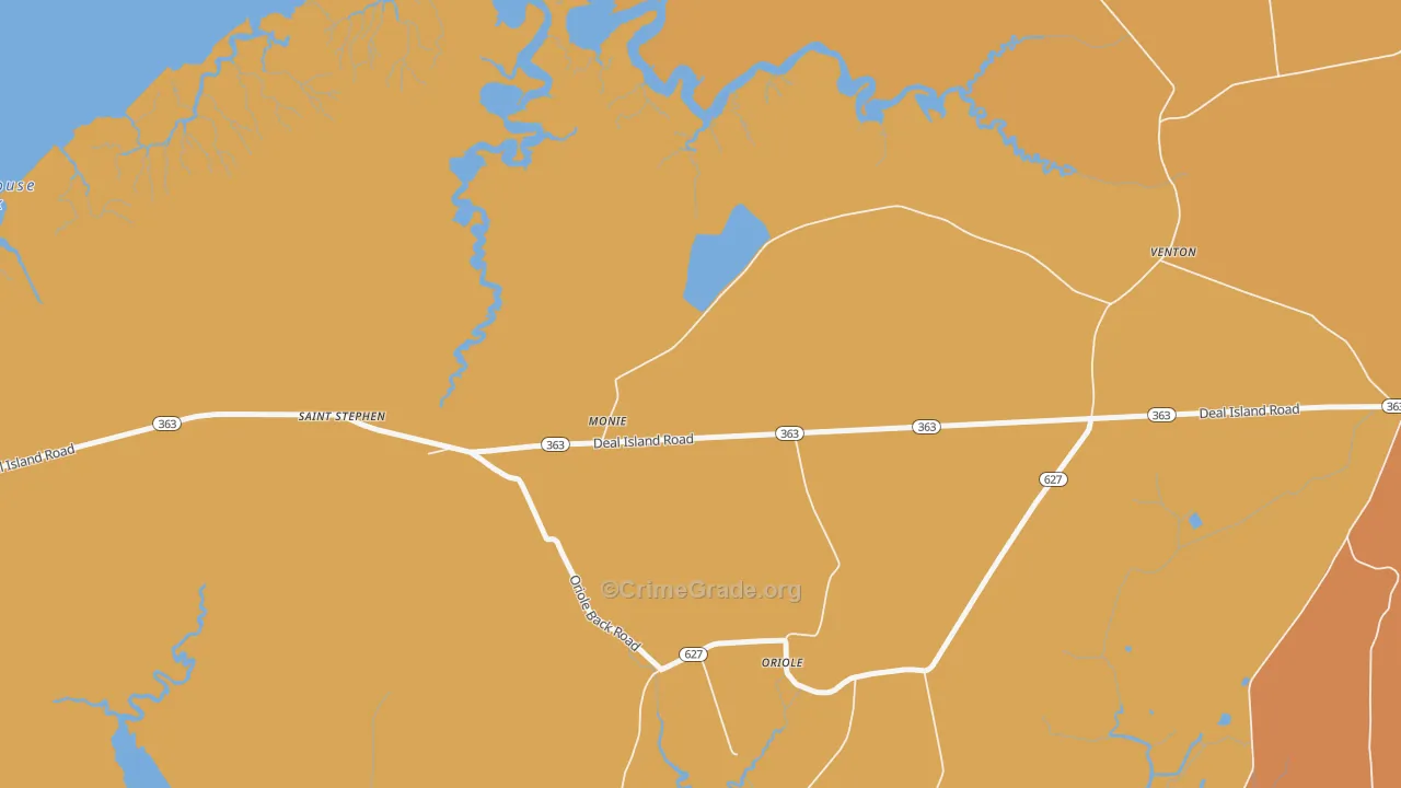 Monie, MD Map of Drug-Related Crime Rates