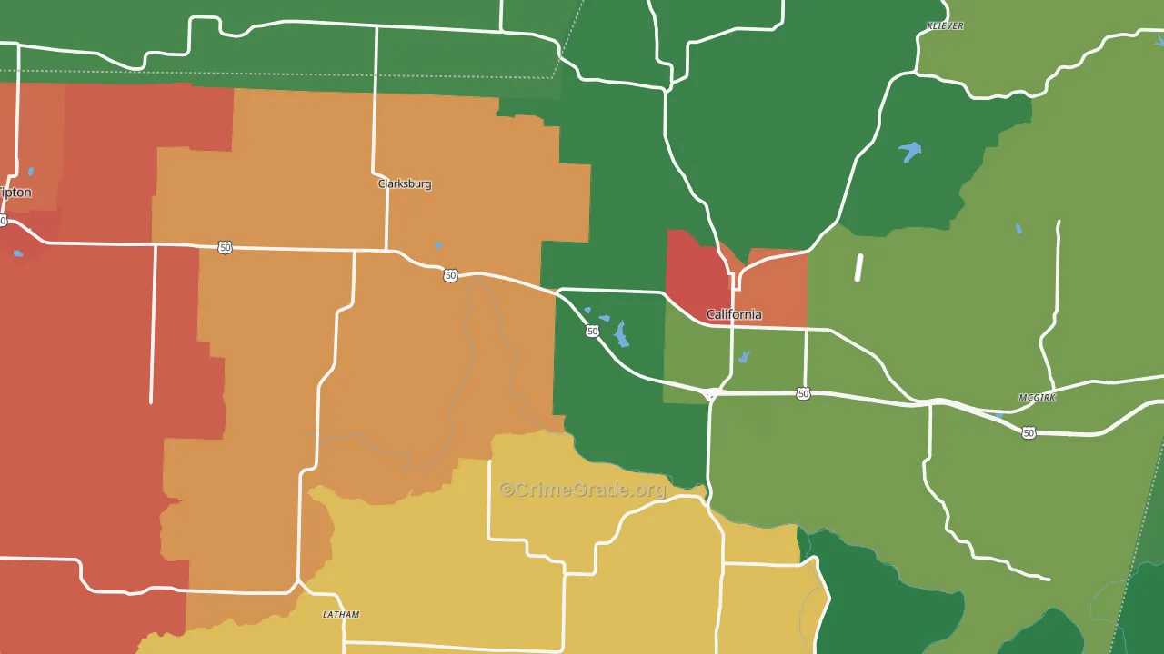Moniteau County, MO Map of Drug-Related Crime Rates