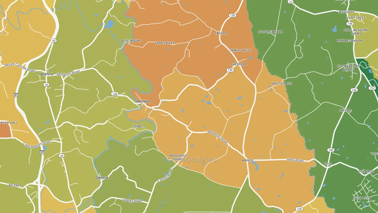 Monkton, MD Map of Drug-Related Crime Rates