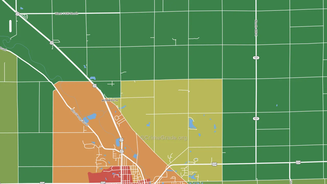 Monmouth, IN Map of Drug-Related Crime Rates