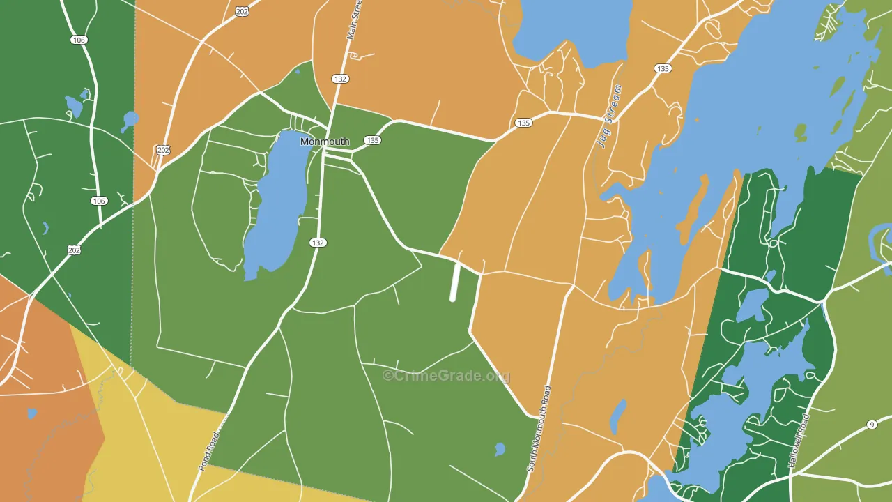 Monmouth, ME Map of Drug-Related Crime Rates