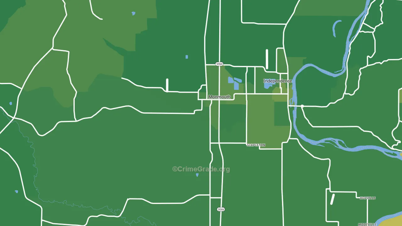 Monmouth, OR Map of Drug-Related Crime Rates