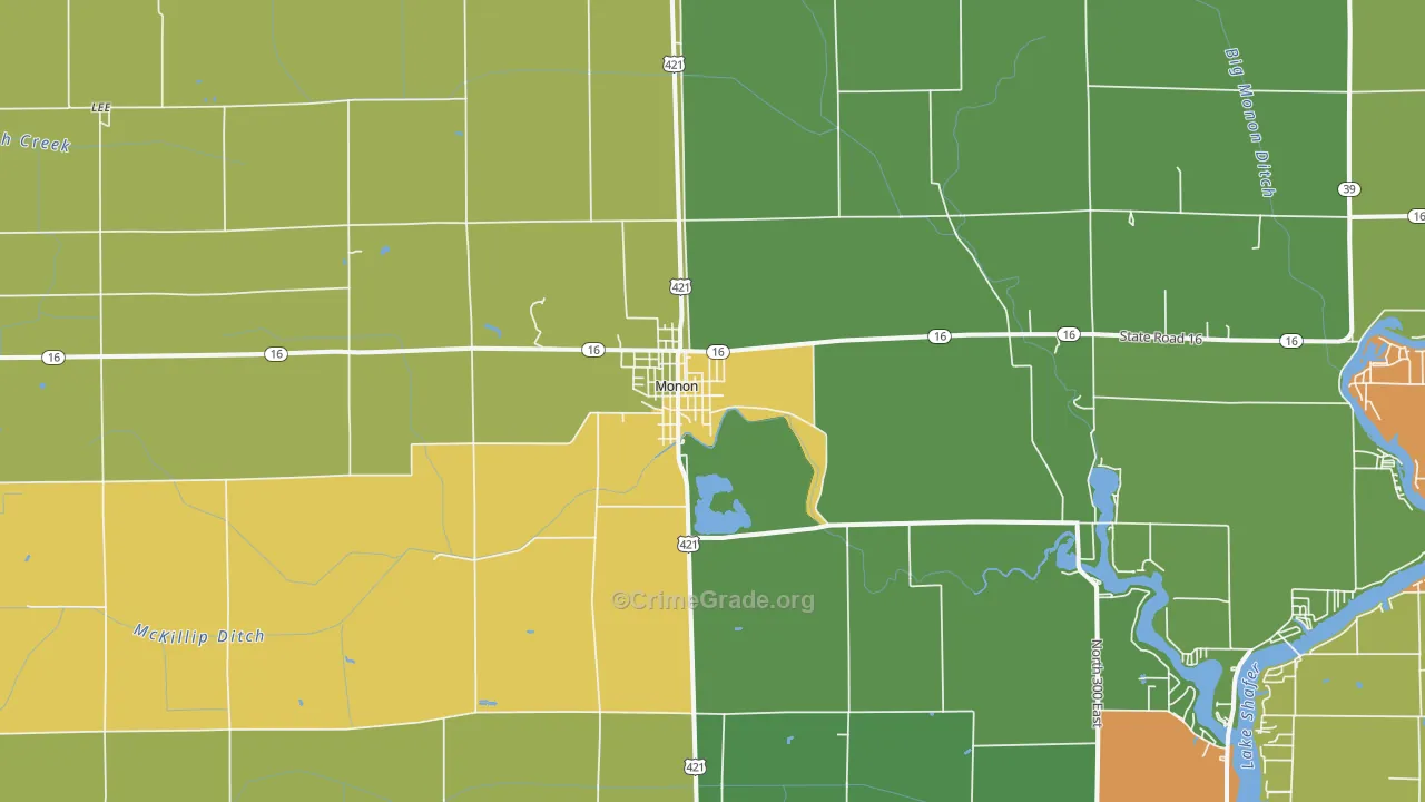 Monon, IN Map of Drug-Related Crime Rates