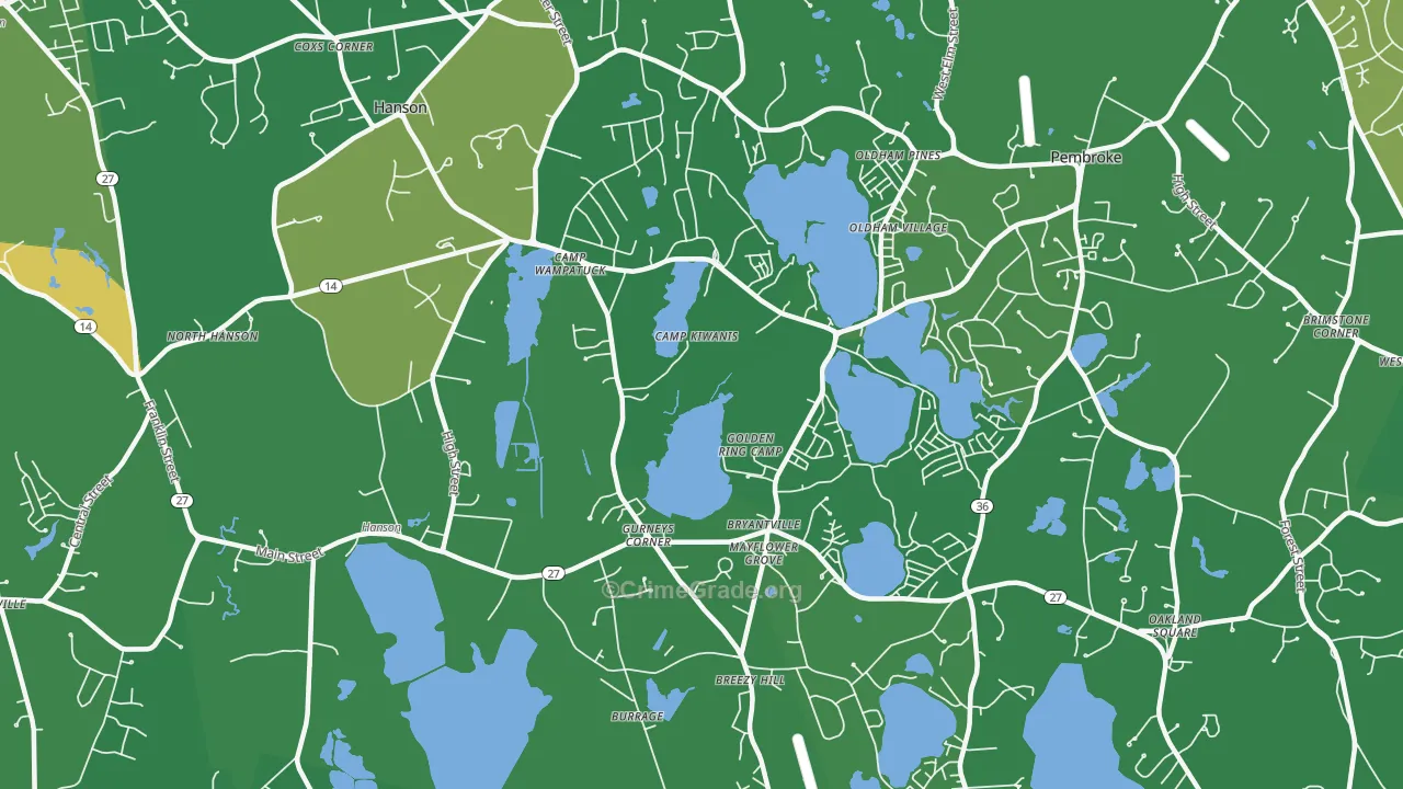 Monponsett, MA Map of Drug-Related Crime Rates