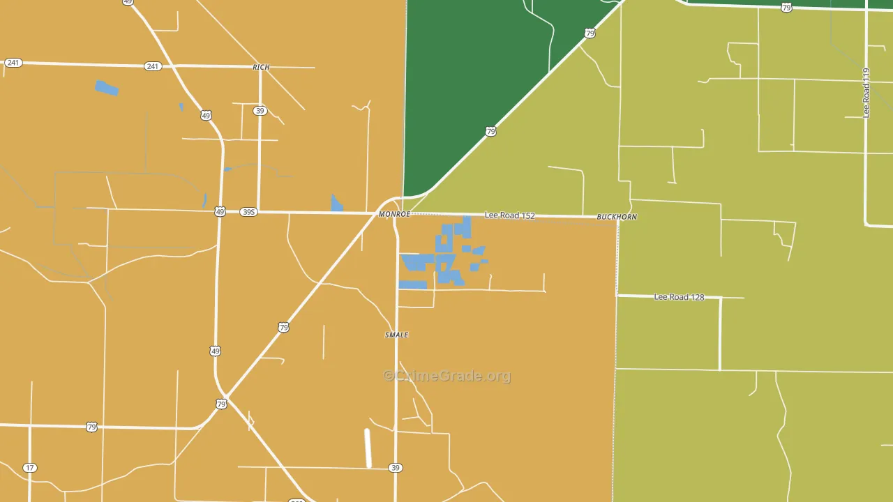 Monroe, AR Map of Drug-Related Crime Rates