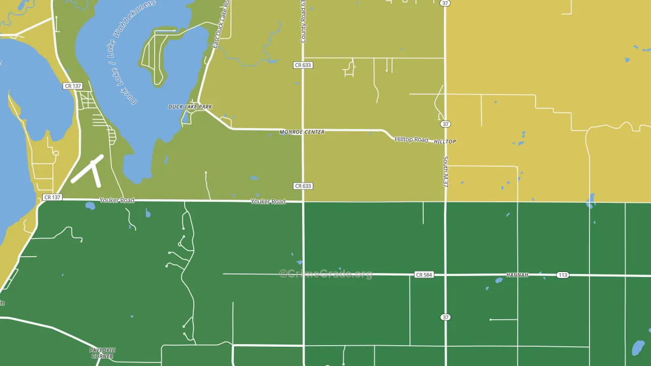 Monroe Center, MI Map of Drug-Related Crime Rates