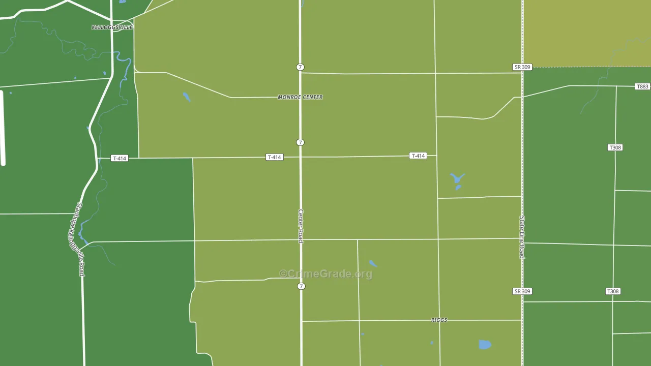 Monroe Center, OH Map of Drug-Related Crime Rates