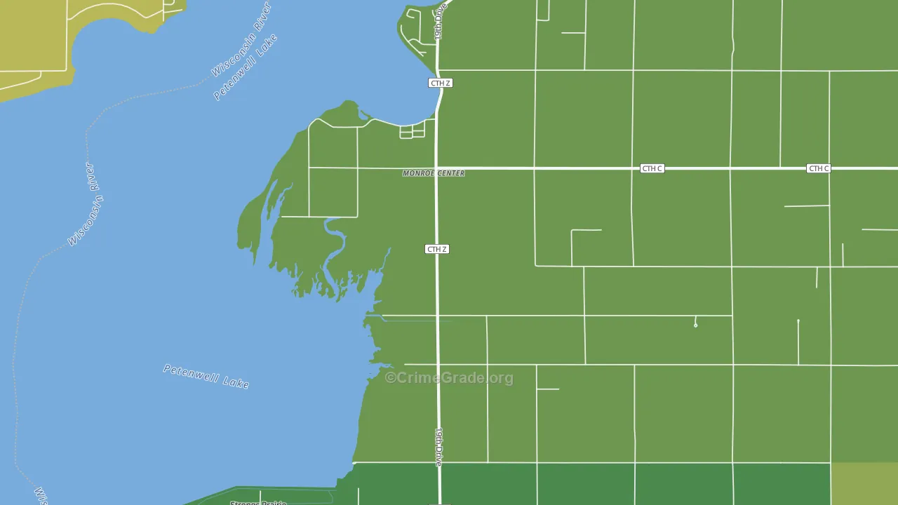 Monroe Center, WI Map of Drug-Related Crime Rates