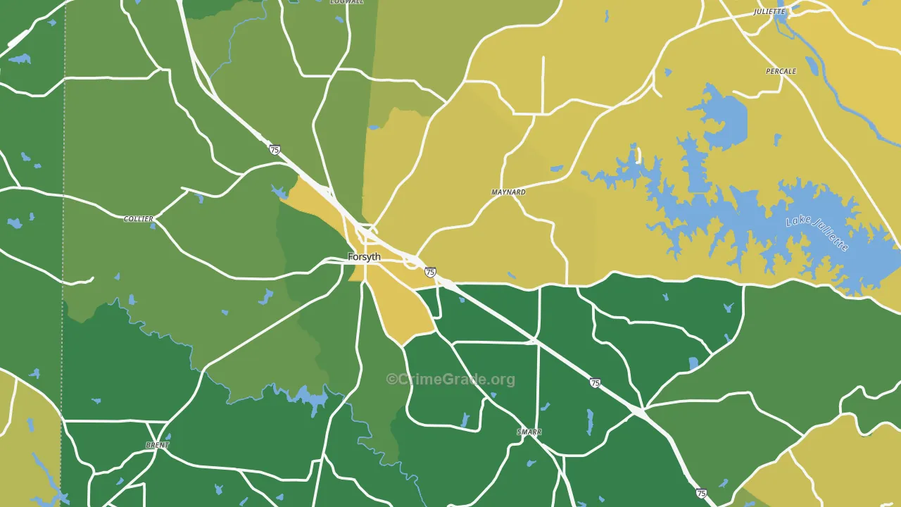 Monroe County, GA Map of Drug-Related Crime Rates