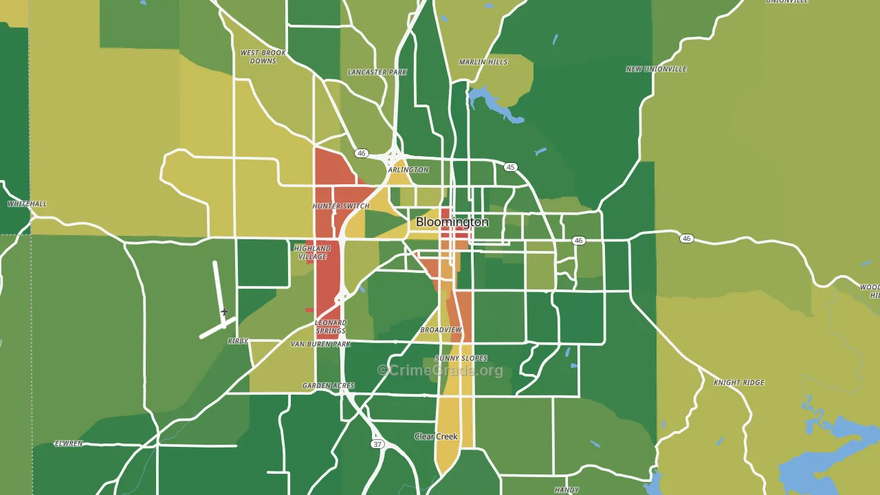 Monroe County, IN Map of Drug-Related Crime Rates