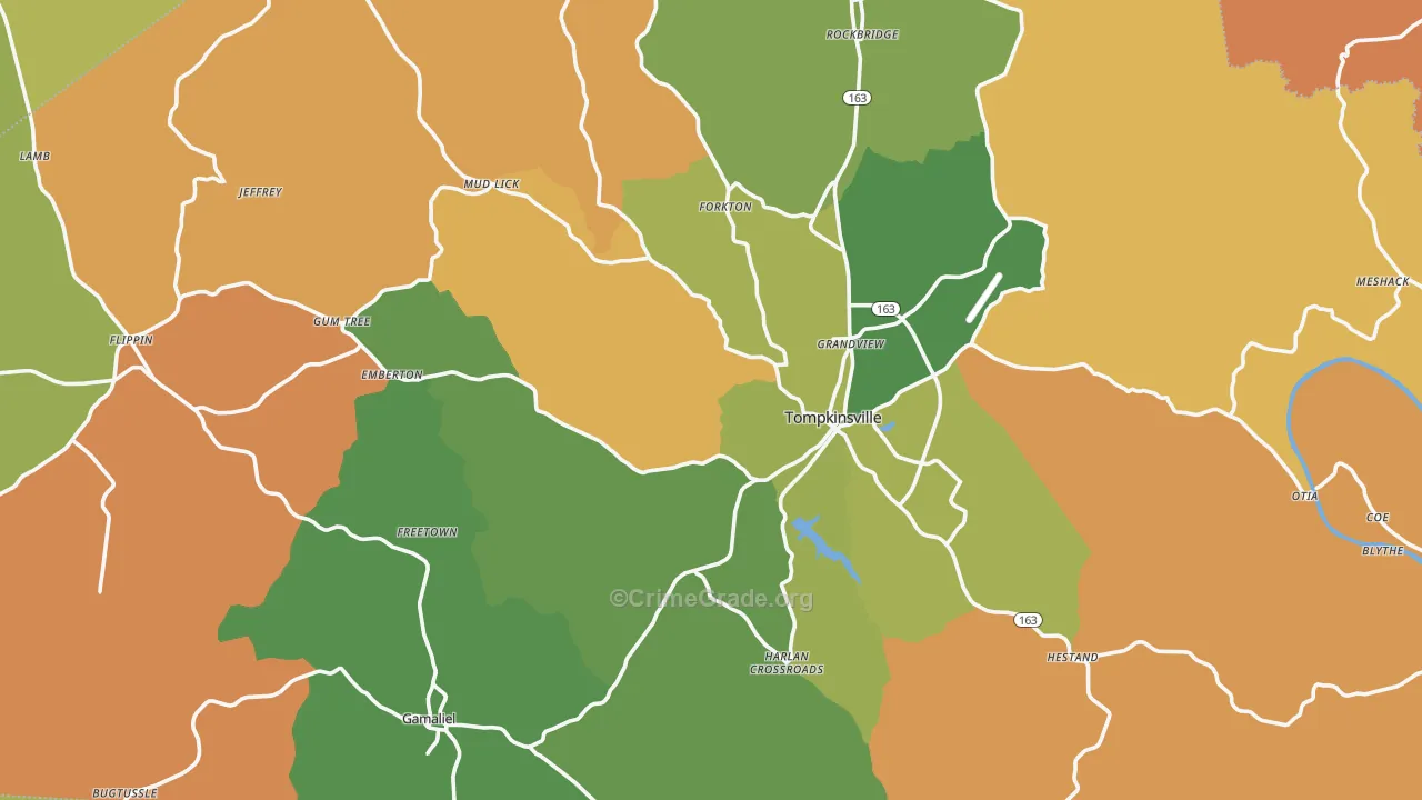 Monroe County, KY Map of Drug-Related Crime Rates